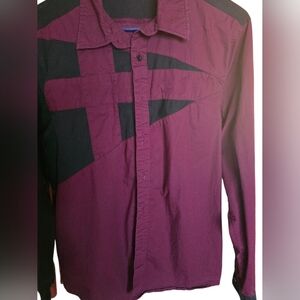 Men's Maroon and Black Patterned Casual Shirt